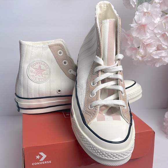 Converse High-Top Sneakers in White and Pink - Picture 8 of 11